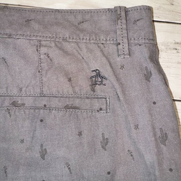Penguin Original by Munsingwear Men's Size 38 Gray Shorts Graphic Print Cactus - Picture 1 of 8